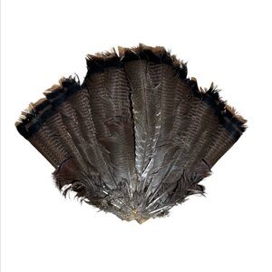 Vintage Decorative Brown Turkey Feather Fan Vintage 1960s Detached Feather Fan